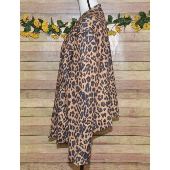 Crazy Train Women's 3XL Brown Leopard Print Open Front Lined Blazer Jacket - Picture 7 of 12